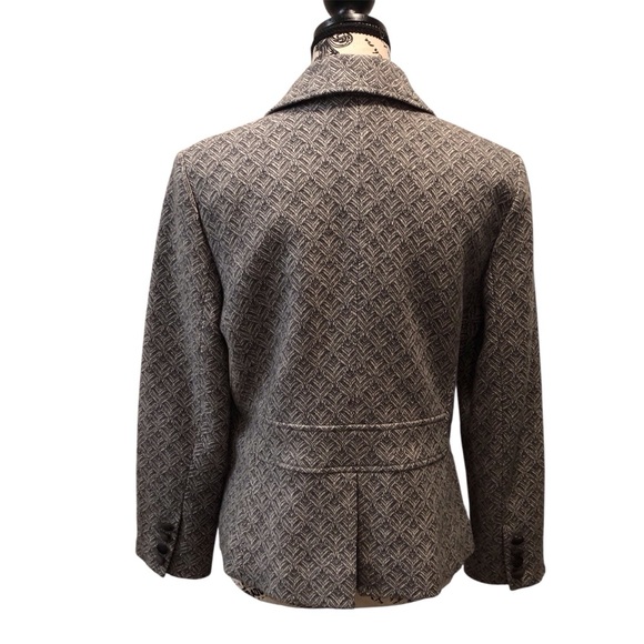 Talbots Petites 10P Gray White Tweed Wool Blend Blazer Lined Black Label - Picture 2 of 7